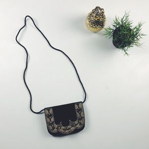 Black Velvet Embellished Crossbody Purse